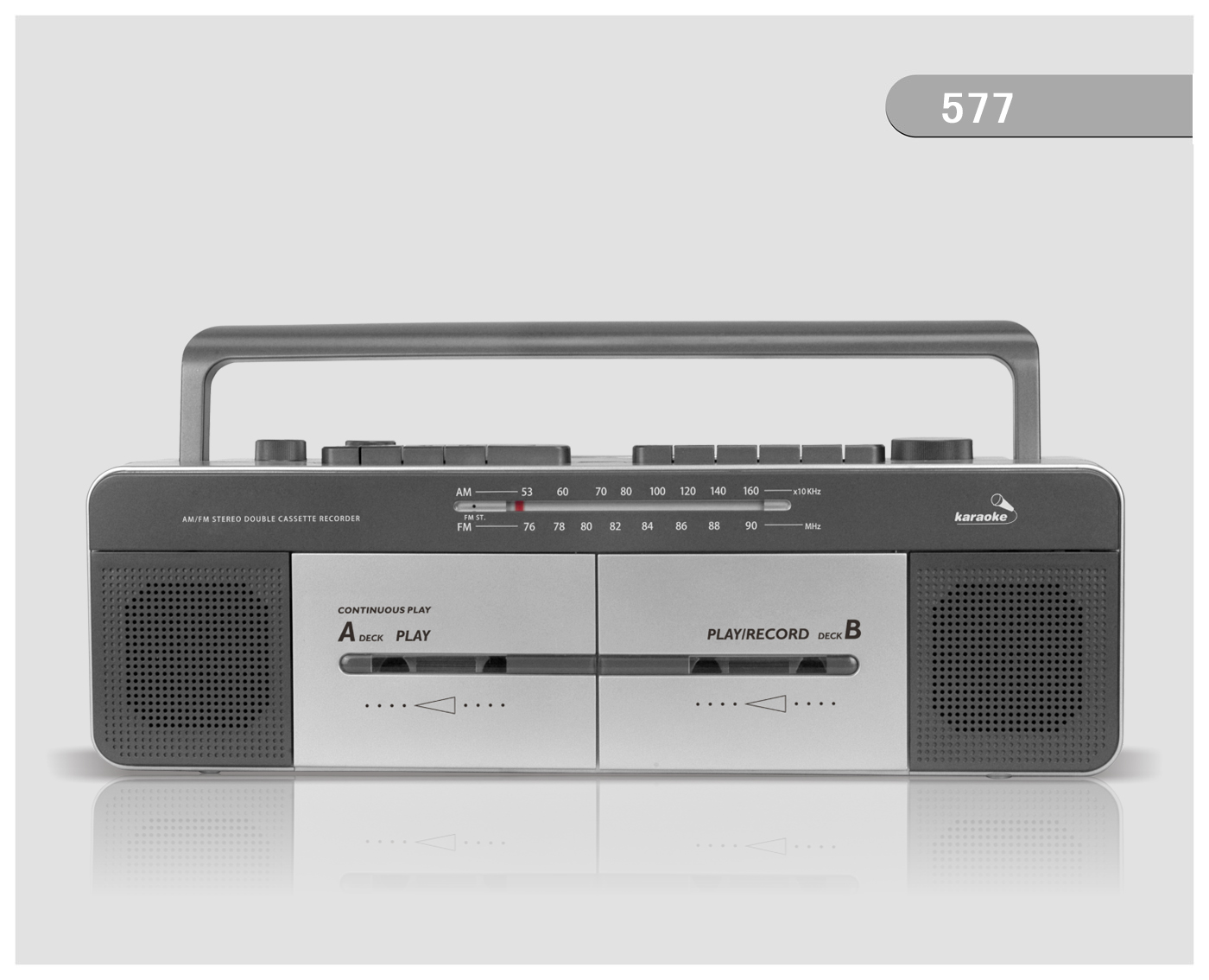 577k AM /FM RADIO DOUBLE CASSETTE RECORDER